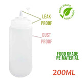 Set of 12 plastic squeeze bottles with caps, perfect for ketchup, mustard, and sauces. Each bottle holds 150 ML for easy dispensing - Singhal Mart
