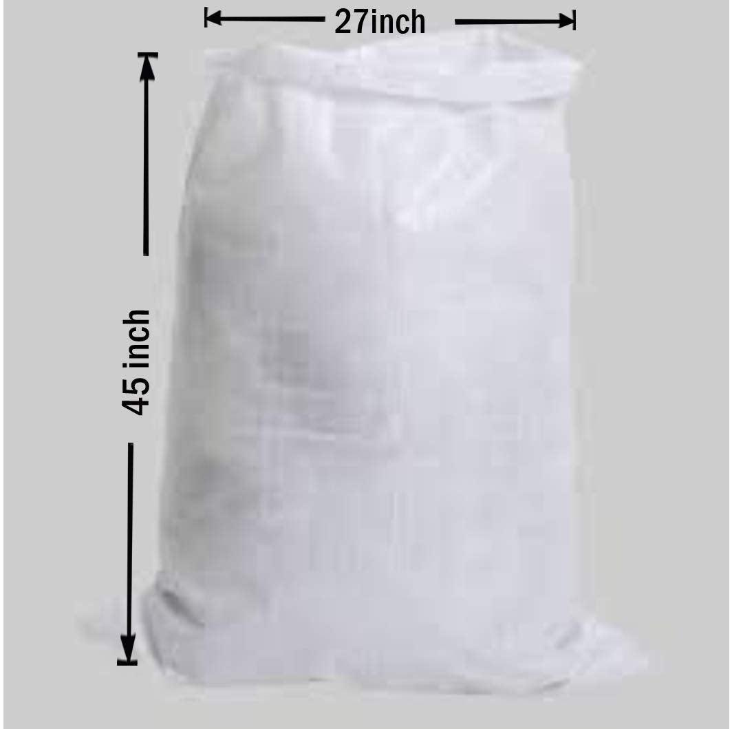 Set of 15 Empty HDPE White Bags for Packing Food, Vegetables, Grains, Wheat, Rice, Sugar, and More - 45x27 Inches - Singhal Mart
