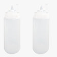 Set of 2 plastic squeeze bottles with caps, perfect for ketchup, mustard, or sauces. Each 150 ML bottle offers easy dispensing and convenient storage - Singhal Mart