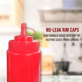 Set of 4 plastic squeeze bottles with caps, perfect for ketchup, mustard, and sauces. Each 150 ML bottle ensures easy dispensing and organized storage - Singhal Mart