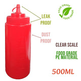 Set of 4 plastic squeeze bottles with caps, perfect for ketchup, mustard, and sauces. Each 150 ML bottle ensures easy dispensing and organized storage - Singhal Mart