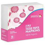 Singhal 2 Ply Printed Tissue Paper Napkins, 33x33 CM - Pack of 1 with 50 Pulls and 50 Sheets for Stylish and Practical Use - Singhal Mart