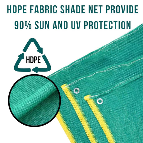 Singhal Green Shade Net 3x5 Mtr - 90% UV Protection for Plants & Gardening, Multipurpose with Eyelets Every Meter, 10 Ft x 16 Ft Size - Singhal Mart