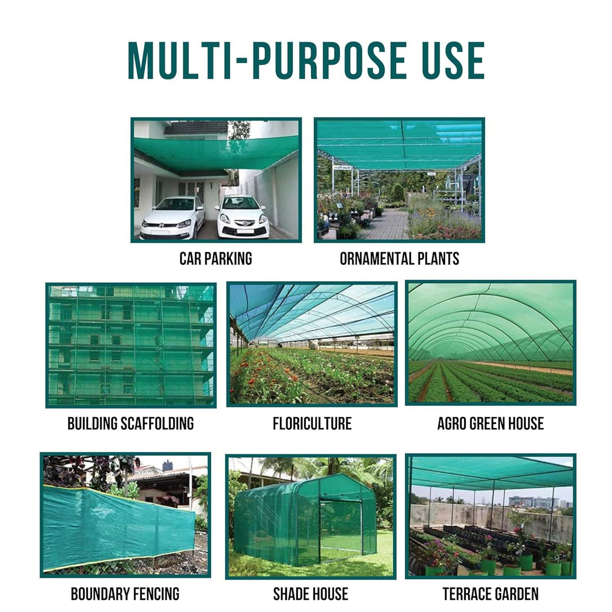 Singhal HDPE Shade Net - 90% UV Protection, 10x25 Ft for Agro, Greenhouse, Garden, Parking, Balcony, Home, Lawn, Nursery, and Sports Shading - Singhal Mart