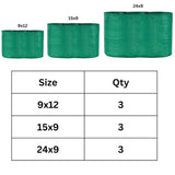 Singhal HDPE UV-Protected Round Plant Grow Bags Combo – 9x12, 15x9, 24x9 Inches (Pack of 9 Bags, 3 Bags of Each Size) for Terrace and Vegetable Gardening - Singhal Mart