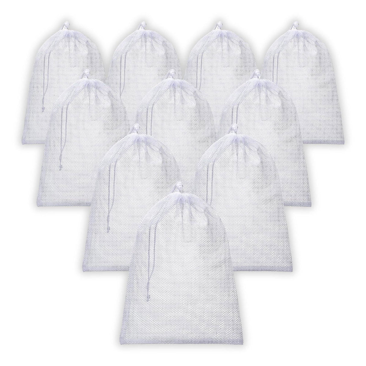 Singhal PP Mesh Storage Bags 18x30 Inch with Drawstring, White | Holds Up to 25kg for Packaging Produce, Vegetables, and Fruit | Versatile Bora, Bori (25) - Singhal Mart