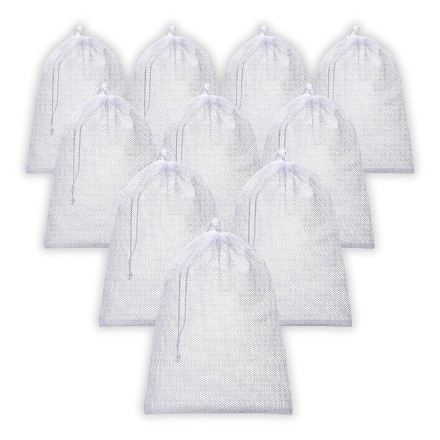 Singhal PP Mesh Storage Bags 18x30 Inch with Drawstring, White | Holds Up to 25kg for Packaging Produce, Vegetables, and Fruit | Versatile Bora, Bori (25) - Singhal Mart