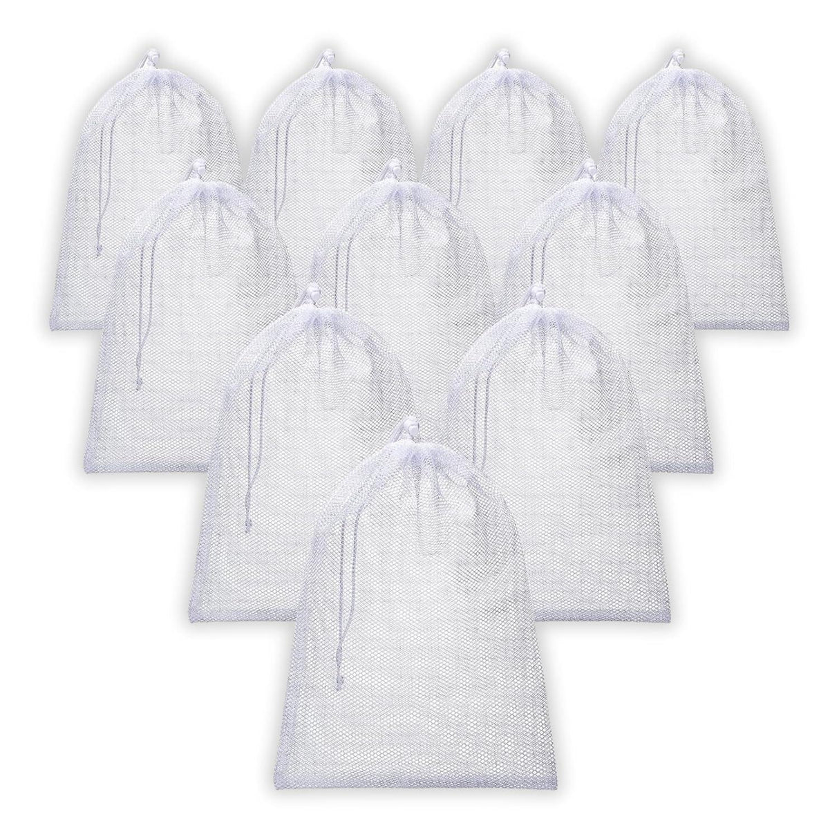 Singhal PP Mesh Storage Bags 18x30 Inch with Drawstring, White | Holds Up to 25kg for Packaging Produce, Vegetables, and Fruit | Versatile Bora, Bori (25) - Singhal Mart