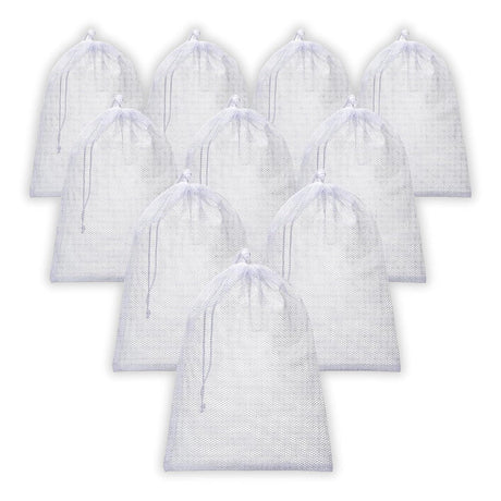 Singhal PP Mesh Storage Bags 18x30 Inch with Drawstring, White | Holds Up to 25kg for Packaging Produce, Vegetables, and Fruit | Versatile Bora, Bori (25) - Singhal Mart