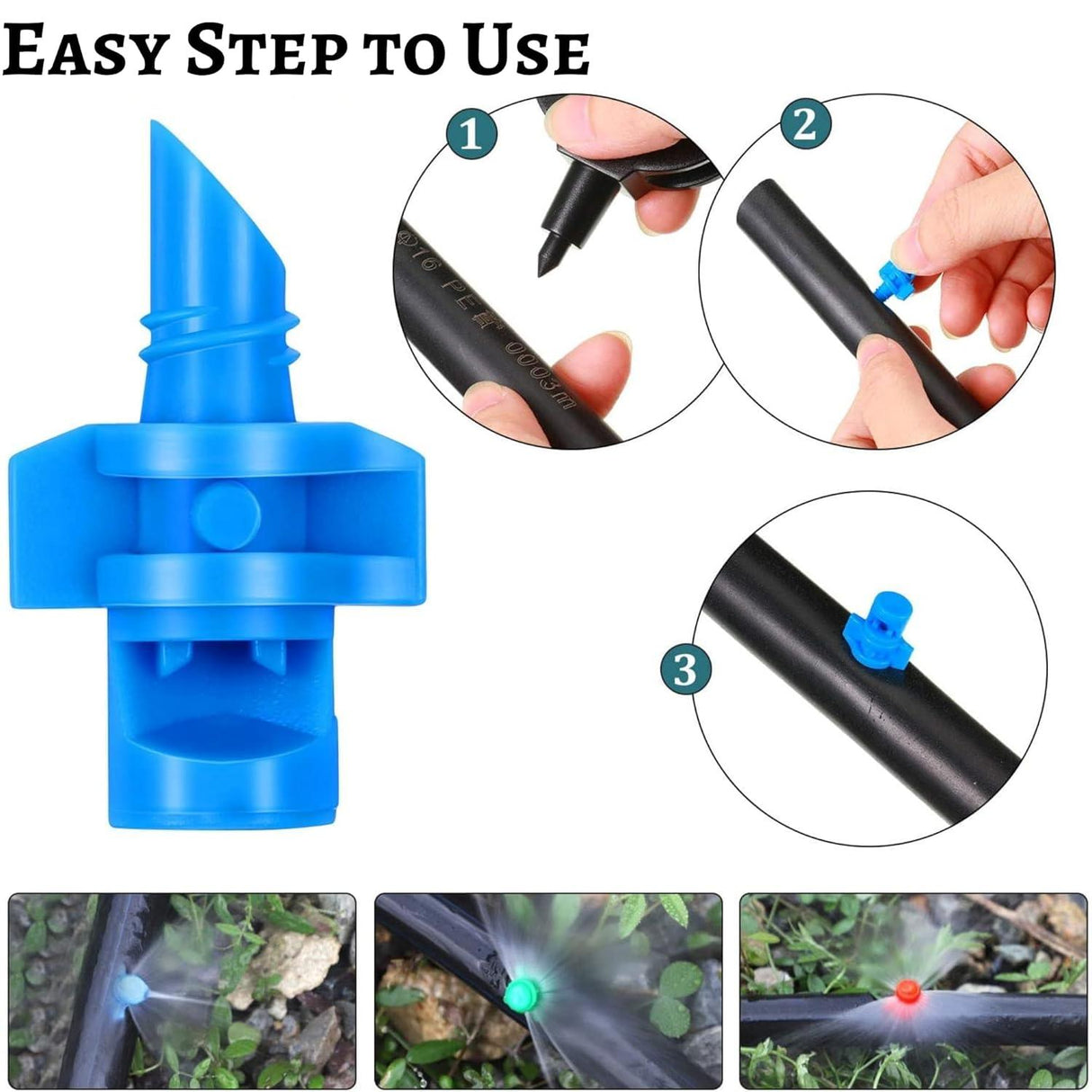 Water Spray Misting Nozzle Pack of 100 – Mini Sprinklers for Garden, Lawn Irrigation, 180 Degree Coverage, Green Plastic Drip System - Singhal Mart