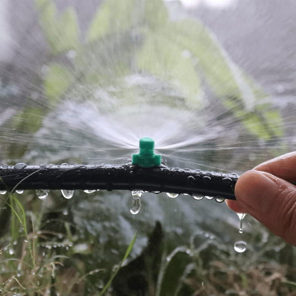 Water Spray Misting Nozzle Pack of 100 – Mini Sprinklers for Garden, Lawn Irrigation, 180 Degree Coverage, Green Plastic Drip System - Singhal Mart