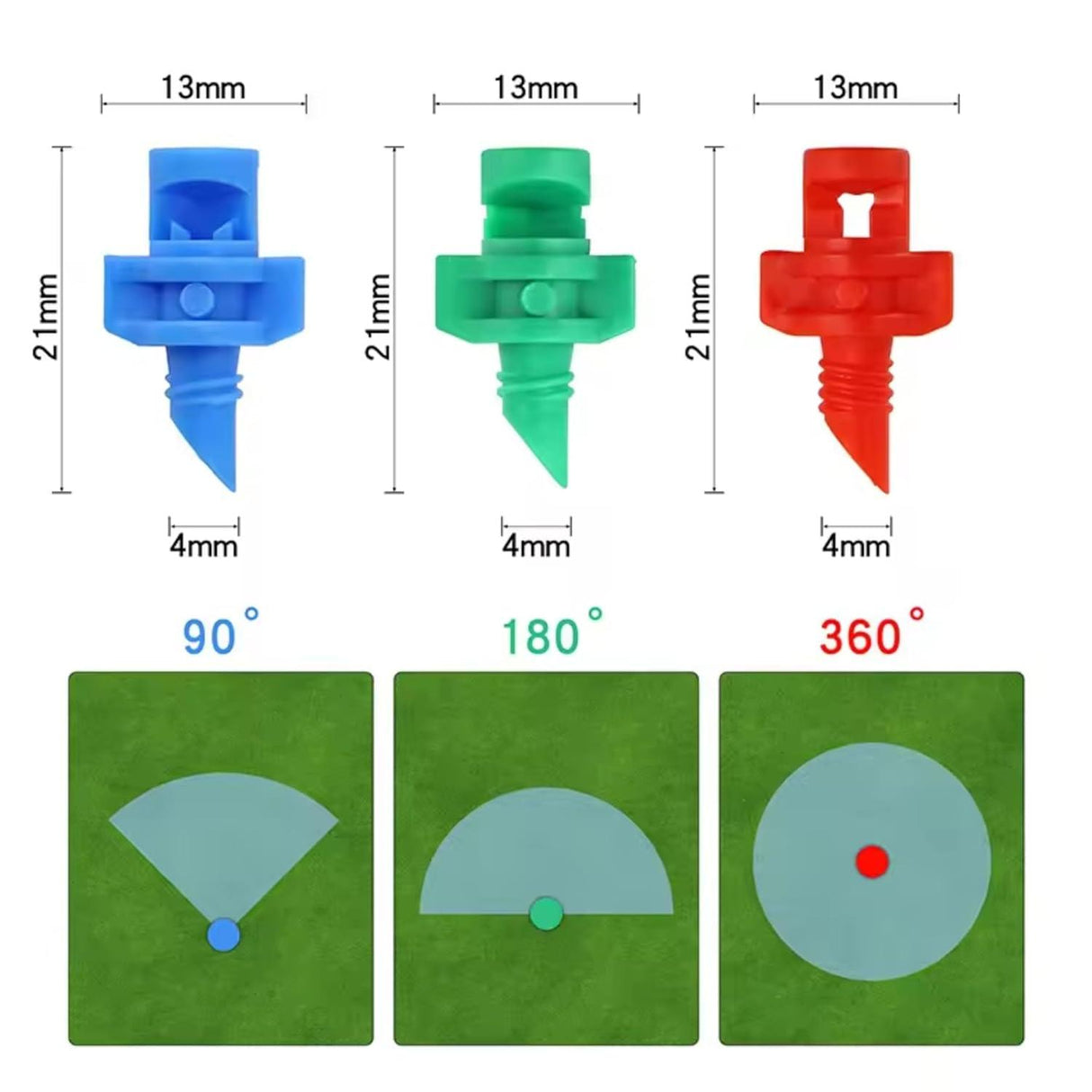 Water Spray Misting Nozzle Pack of 100 – Mini Sprinklers for Garden, Lawn Irrigation, 180 Degree Coverage, Green Plastic Drip System - Singhal Mart