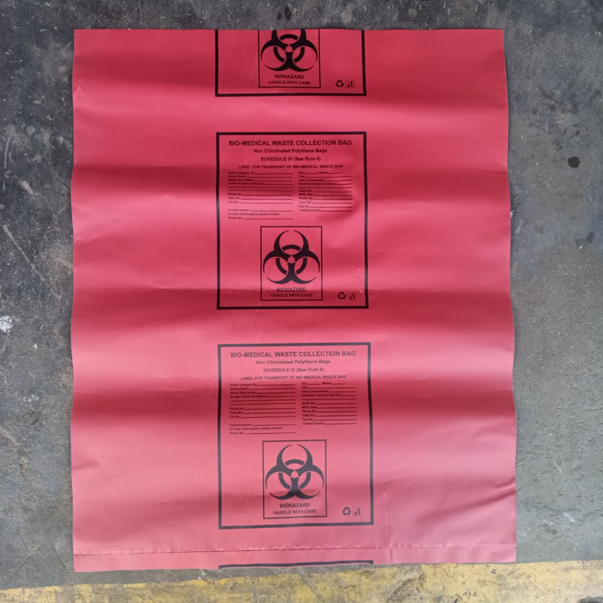 Singhal Bio Hazard/Bio-Medical Waste Bag - 24x30 Inch - 140 Micron ( Blue, Yellow, Red and Green)