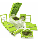 Singhal Multipurpose Chopper, Fruits & Vegetable Cutters, Grater Peeler Chipser, Unbreakable Food Grade Body, Easy Push to Clean Button Slicer Dicer, Chopper for Kitchen (Green, Plastic)