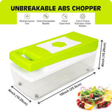 Singhal Multipurpose Chopper, Fruits & Vegetable Cutters, Grater Peeler Chipser, Unbreakable Food Grade Body, Easy Push to Clean Button Slicer Dicer, Chopper for Kitchen (Green, Plastic)