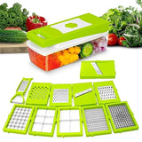 Singhal Multipurpose Chopper, Fruits & Vegetable Cutters, Grater Peeler Chipser, Unbreakable Food Grade Body, Easy Push to Clean Button Slicer Dicer, Chopper for Kitchen (Green, Plastic)