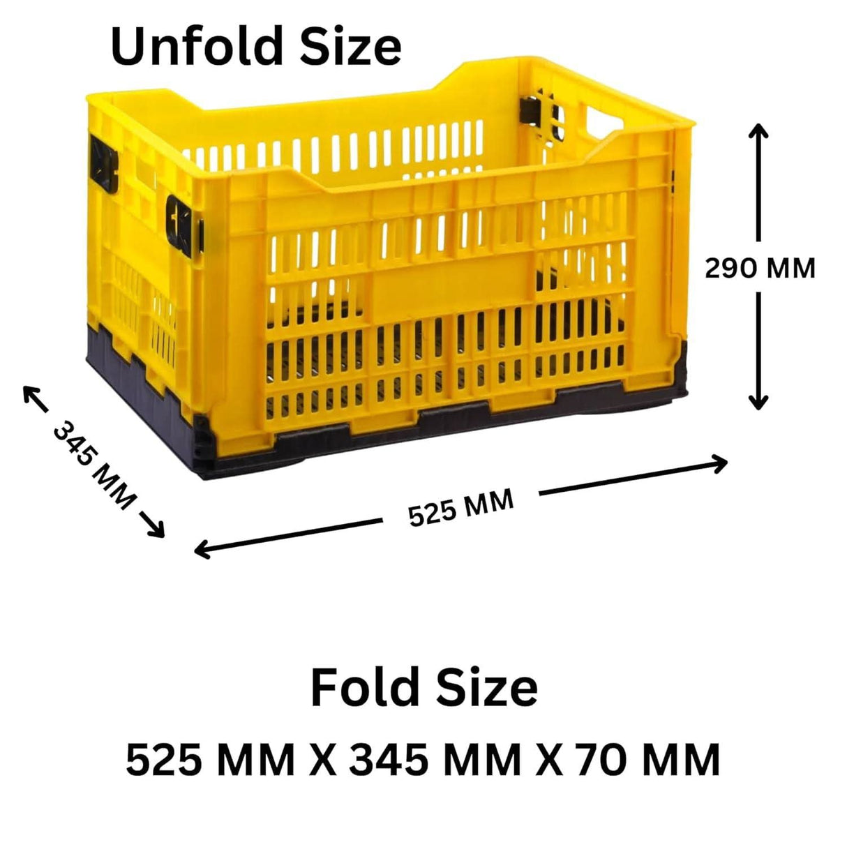 Yellow Collapsible Foldable Basket Multipurpose size 500mm x 325mm x 200mm - Singhal Mart
